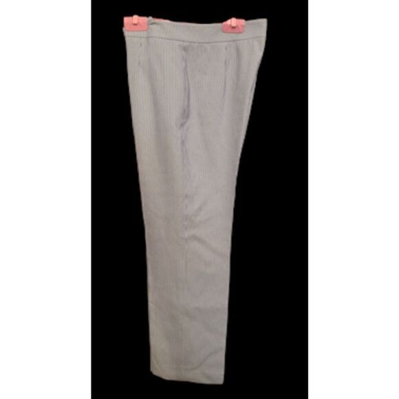 Seersucker Pants by Kasper Lined Set-In Waist Sz. 8 Blue/White Preppy Classic - Picture 5 of 10
